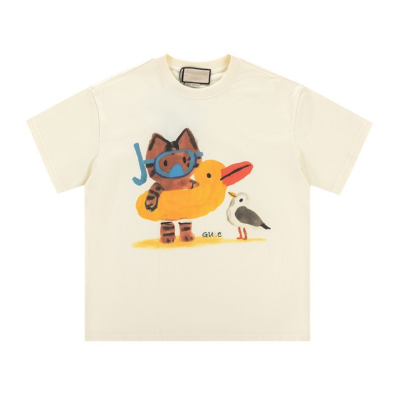 高バージョン。 G's Tシャツ Gujia 半袖 2025 夏新作 アニマル柄 プリント カジュアル ゆったり 男女兼用|undefined