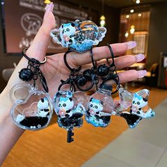油を入れるテレビの流砂瓶のパンダのキーホルダーのドーナツのパンダの浮遊の公仔のアクリルのペンダントの卸売り