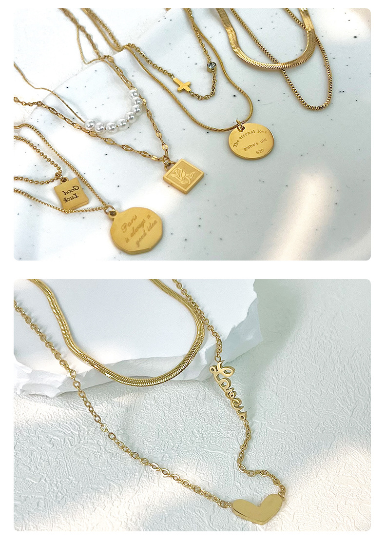 1 Piece Lady Geometric Heart Shape Bow Knot Titanium Steel Plating Necklace_colorza_1