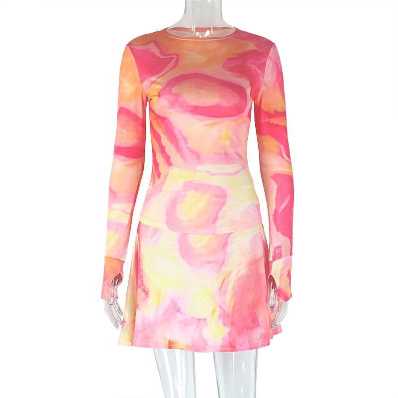 Micro Transparent High Collar Skirt Set Printed Loose Waist Wrap Two Piece Set Fresh Trendy Women Clothing 5 Micro Transparent High Collar Skirt Set Printed Loose Waist Wrap Two Piece Set Fresh Trendy Women Clothing