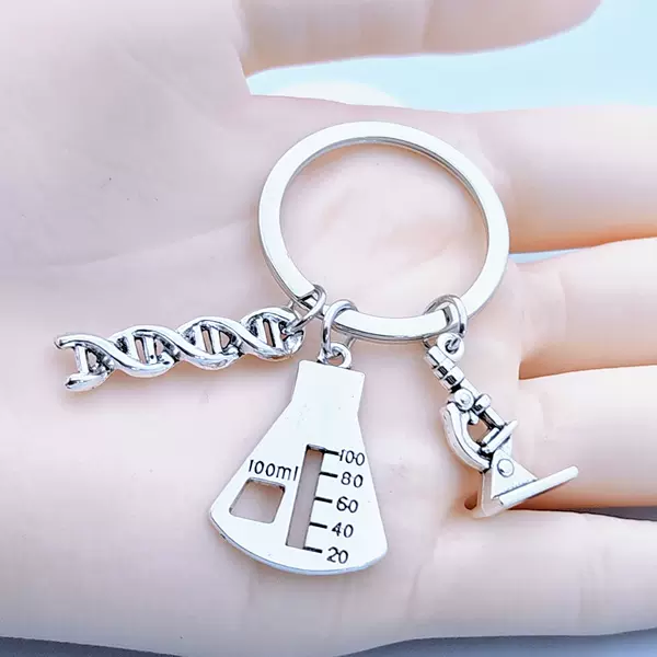 Creative Gene Chemistry Teacher Gift DNA Chemistry Molecular Microscope Biology Experiment Keychain