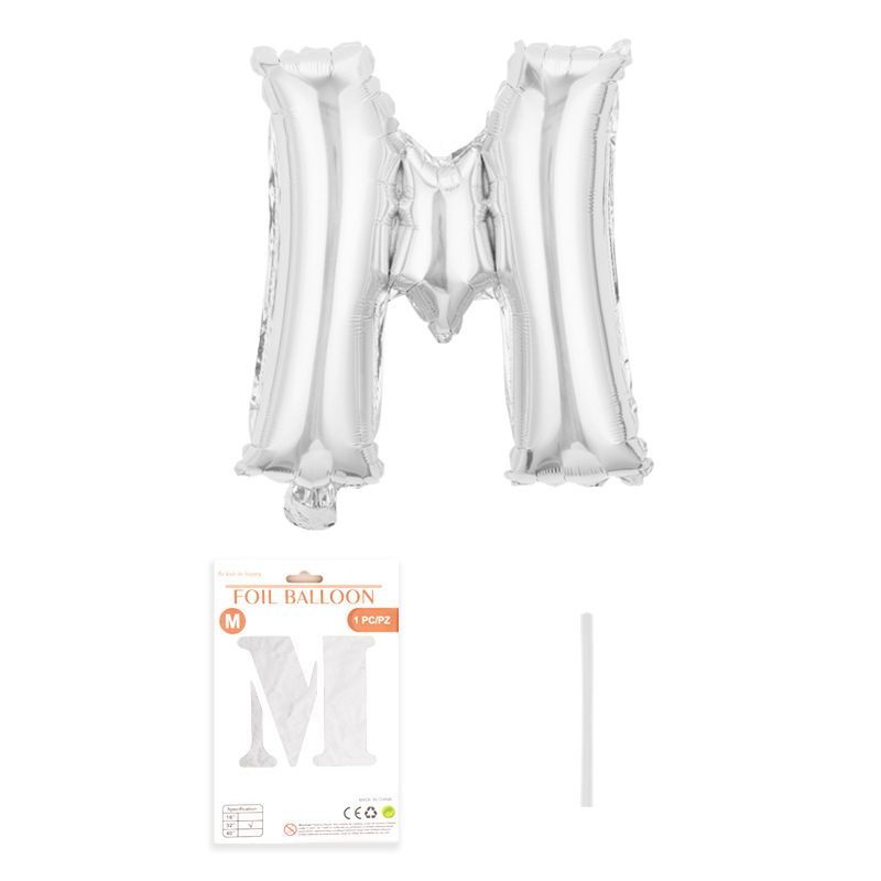 16 pulgadas alfabeto inglés tarjeta de papel independiente embalaje película de aluminio globo decoración de fiesta de cumpleaños diseño papel de aluminio globo al por mayor