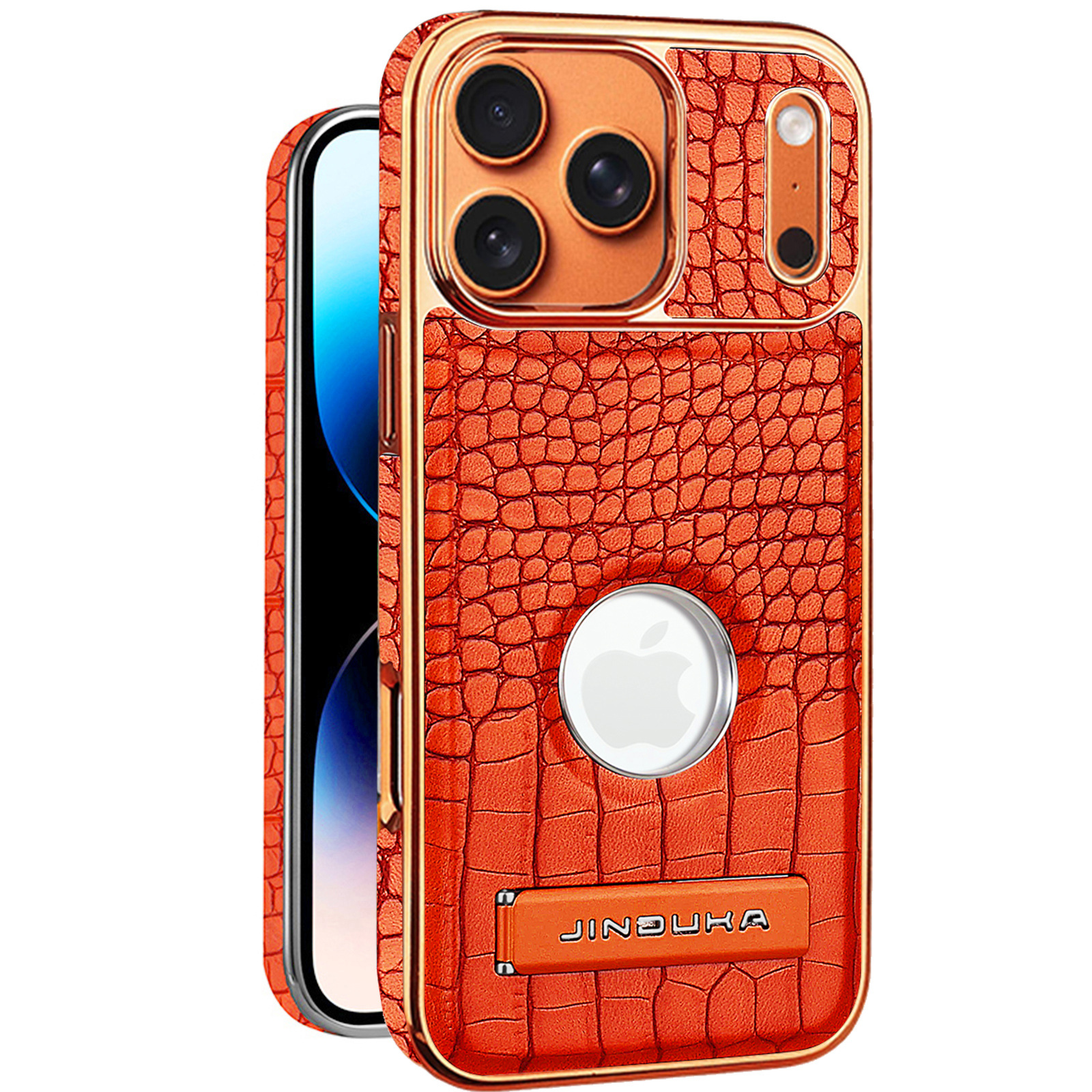 Ốp lưng da vân cá sấu cao cấp cho iPhone 16/17 Pro Max, có chân đế và hỗ trợ sạc không dây từ tính — đen, màu xanh, màu nâu nhạt, nâu sẫm chi tiết 15