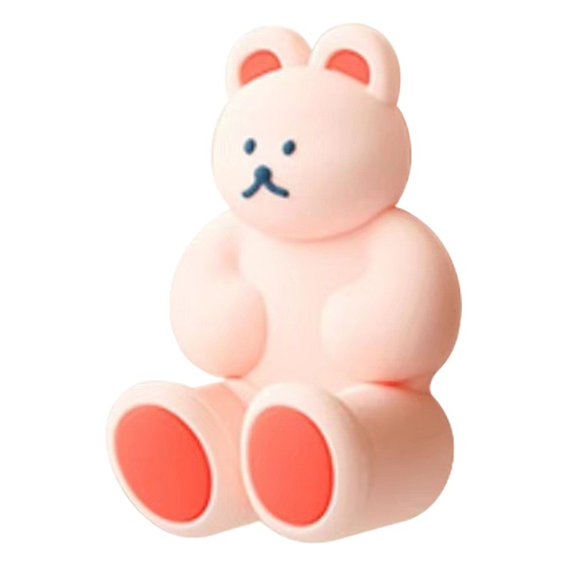 Fabricante lindo tridimensional Oso de silicona ponche-libre montado en la pared titular del cepillo de dientes lindo cuarto de baño ventosa de dibujos animados cepillo de dientes titular