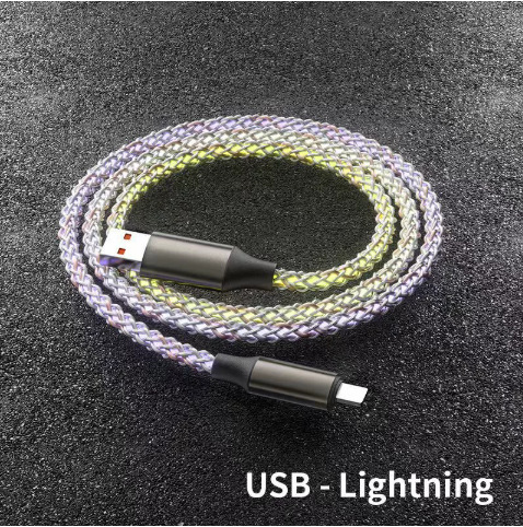 クロスボーダー2in1カラフル急速充電データケーブルRGB発光グラデーション亜鉛合金4in1多機能充電ケーブル|undefined