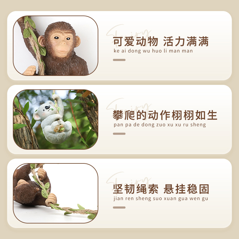 Jardín al aire libre simulación mono koala resina jardinería micro paisaje colgante jardín creativo decoración del patio colgante