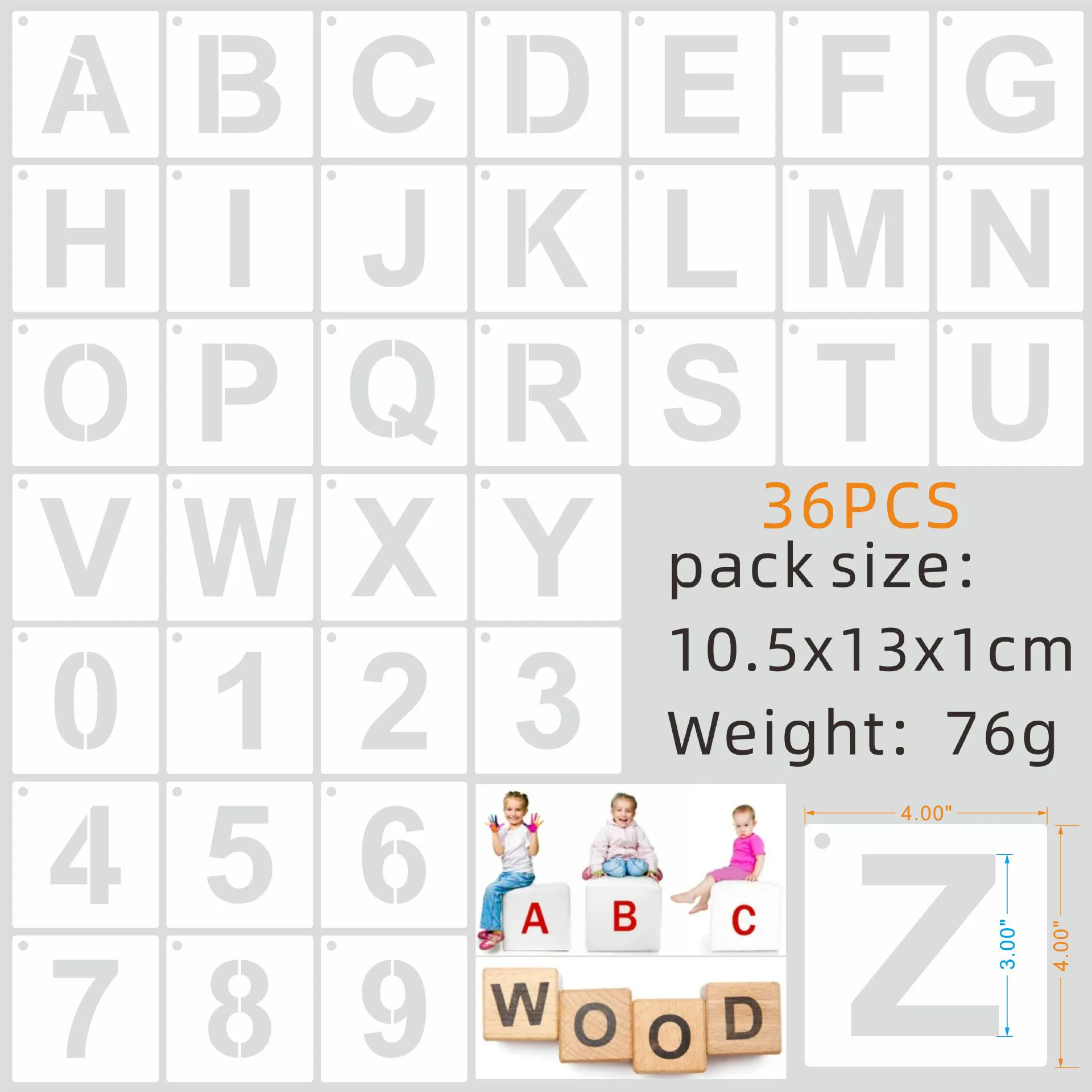 Эксклюзивная трансграничная поставка: набор из 36 трафаретов для рисования английского алфавита и цифр, 62 пустых трафарета для декоративной росписи стен