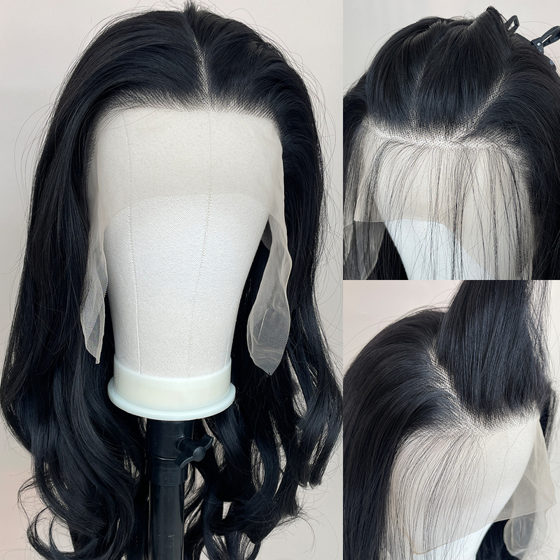 Cross-Border Popular Wig 13X6 Front Lace Wig for Women, Long Curly Hair, Natural Black, High-Temperature Fiber, Full Head Wig, in Stock Wholesale