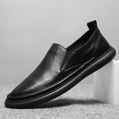 Spring new arrival full-grain leather slip-on loafer shoes—premium leather, breathable, casual men's footwear—stylish single-layer shoes available for dropshipping.
