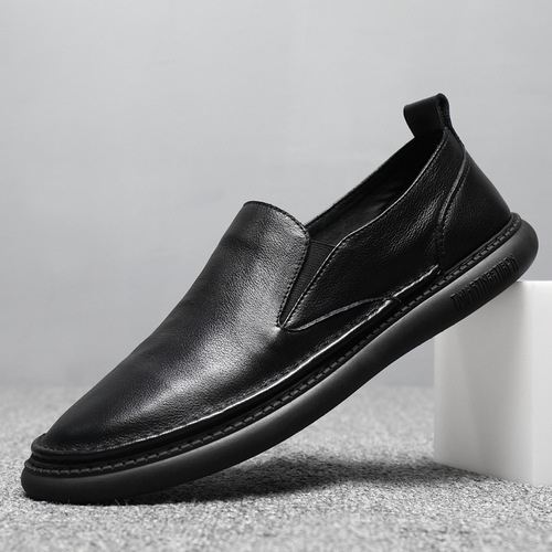 Spring new arrival full-grain leather slip-on loafer shoes—premium leather, breathable, casual men's footwear—stylish single-layer shoes available for dropshipping.