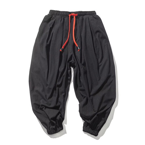 Men's wide-leg loose-fit lantern-style cuffed pants harem tapered pants
