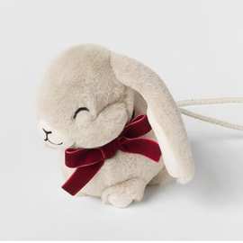 Z家2023新款童包卡通动物形毛绒包儿童迷你零钱包可爱兔子单肩包