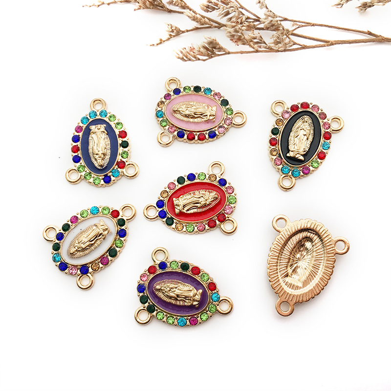 1 Piece Simple Style Human Oval Alloy Enamel Plating Inlay Connector Jewelry Accessories display picture 19