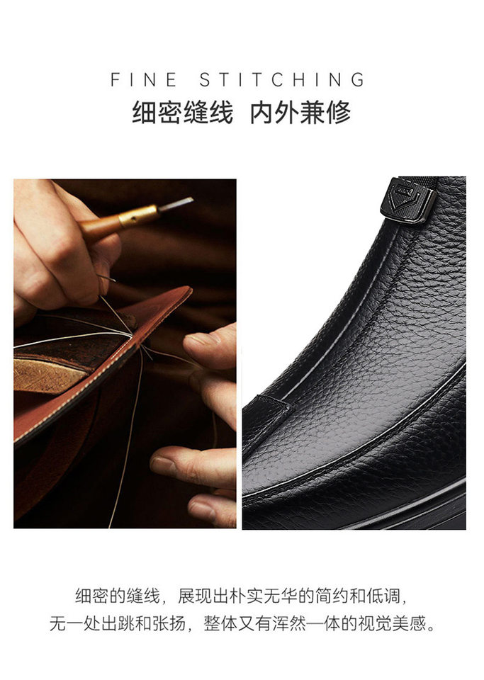 Giày lười nam da bò thật mũi tròn gót thấp 1-3 cm, đế mềm chống trượt kiểu lái xe — DT3703 màu nâu, DT3703 màu đen chi tiết 8
