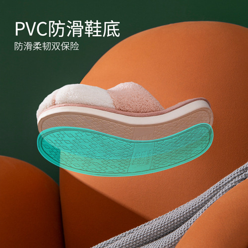 Cross-border  new cotton slippers for women autumn and winter home cartoon plush couples warm soft-soled slippers for men