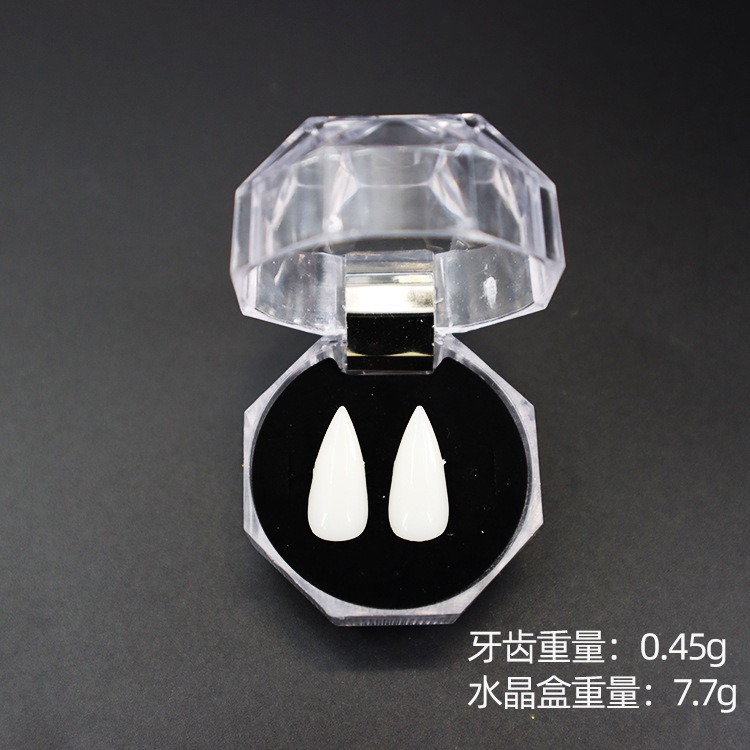 Amazon venta caliente dientes falsos cos props dientes de vampiro simulación maquillaje fantasma jugando lefe dientes de tigre