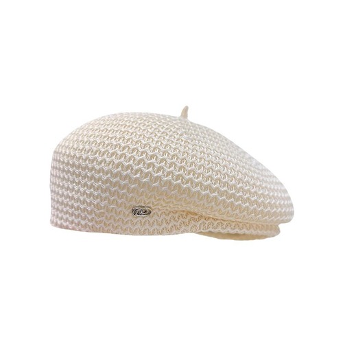 Japanese-style fixed-hole mesh beret for women, face-shaping, breathable thin model, artist hat, black hat