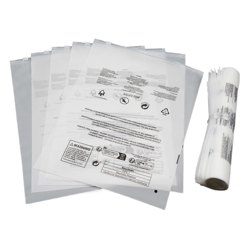 Bolsas con cremallera de advertencia en stock Temu transfronterizo ropa interior explosiva bolsa esmerilada transparente bolsa de embalaje de ropa al por mayor