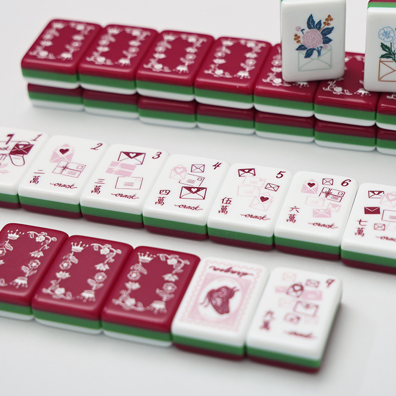 Purple floral color-blocked American mini mahjong tiles, hand-crafted European and American mahjong tiles, acrylic mini Western mahjong tiles
