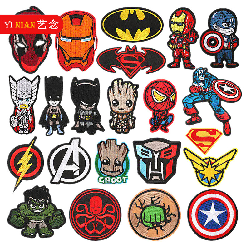 艺念卡通漫威刺绣布贴熨烫电脑绣花标动漫人物补丁贴钢铁侠刺绣贴