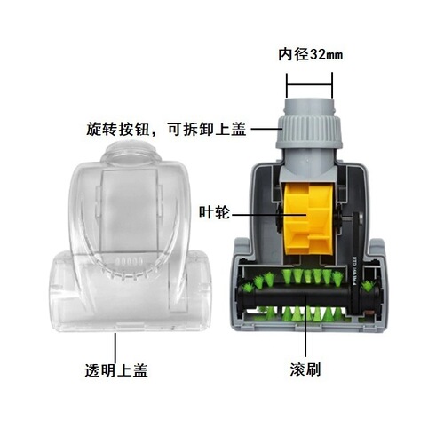 Adapt for Chigo 618/620/218 vacuum cleaner dust mite brush head original factory wind-driven roller dust mite brush head
