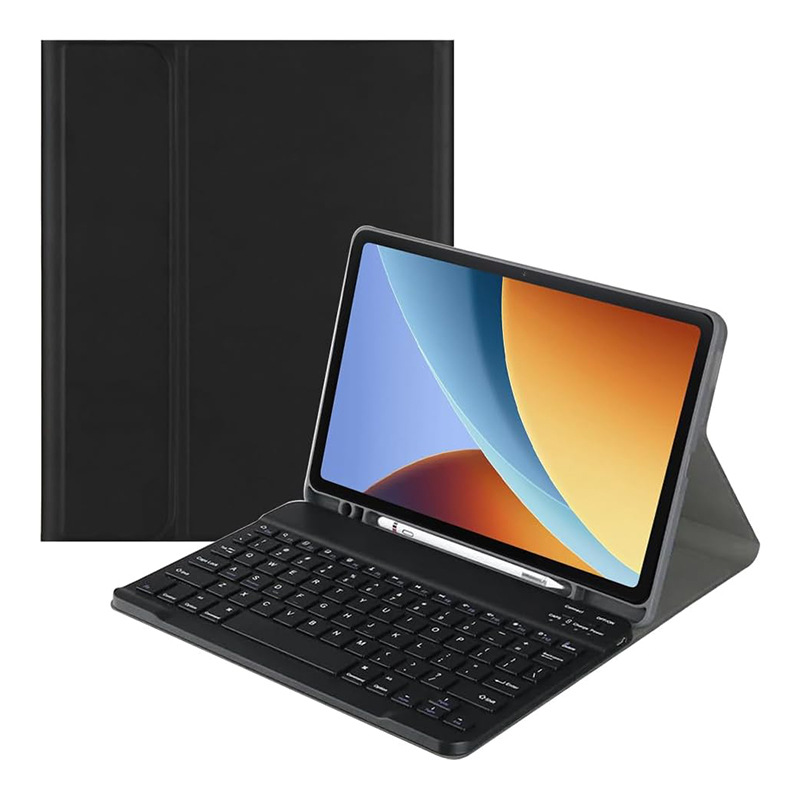 Funda de cuero negra + teclado Bluetooth