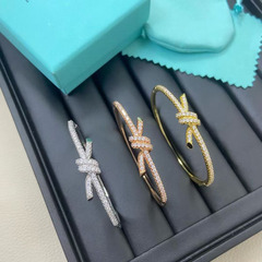 25 新しいクロスラップシングルサークルダイヤモンドロープブレスレット V ゴールドメッキ 18 k リアルゴールドライト高級ブレスレットヨーロッパとアメリカから直接供給