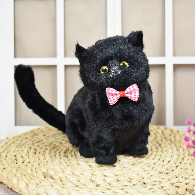 모조 머리 순수한 검은 지방 고양이