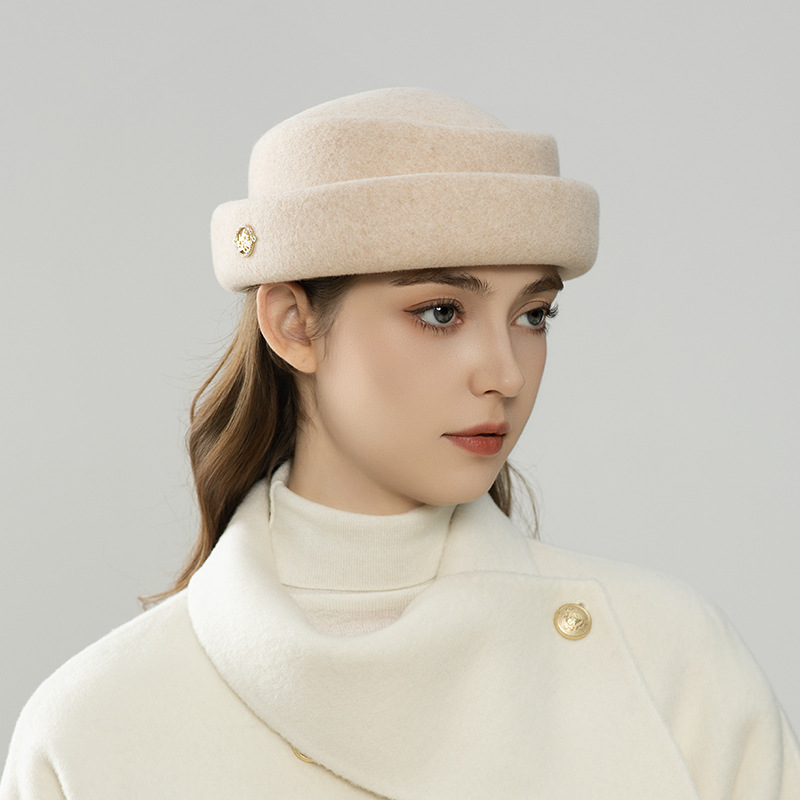 Mũ beret nữ len dạ Úc phong cách họa sĩ retro Anh — cơm trộn