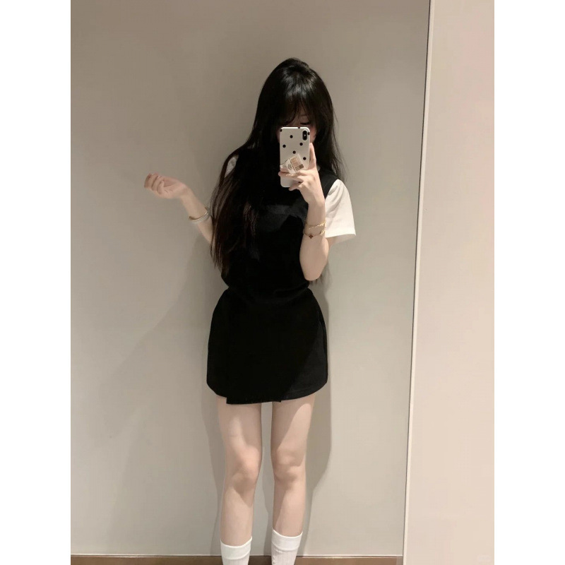 三件套女2025夏季新款韩系学院风针织马甲背心娃娃领衬衫半身裙潮|undefined