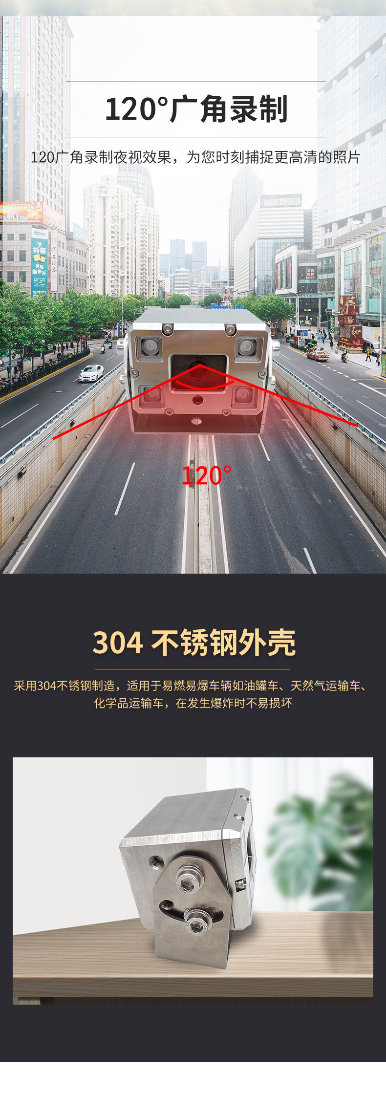 304 stainless steel explosion-proof waterproof dustproof HD infrared night vision wide angle full color IP68 car surveillance camera