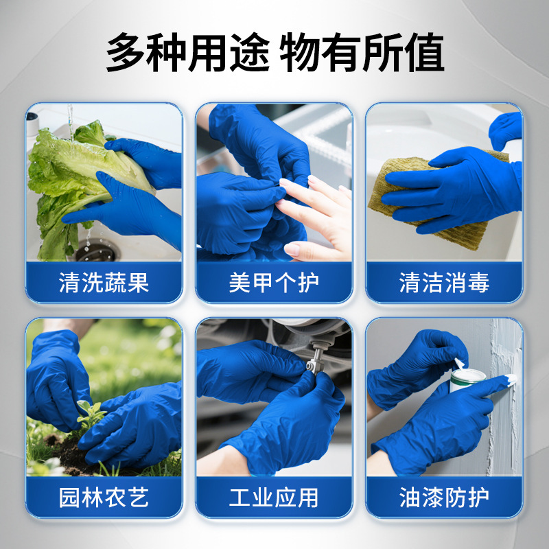 Lanfan THK 使い捨て手袋ダークブルー肥厚ニトリルゴムケータリングベーキング家庭用クリーニング個人保護|undefined