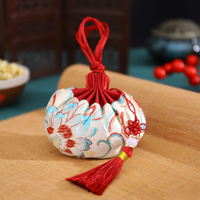 Dragon Boat Festival bolsita estilo antiguo bolsa de loto accesorios Hanfu adornos bolsa vacía embalaje Halter portátil coche colgando aromaterapia repelente de mosquitos