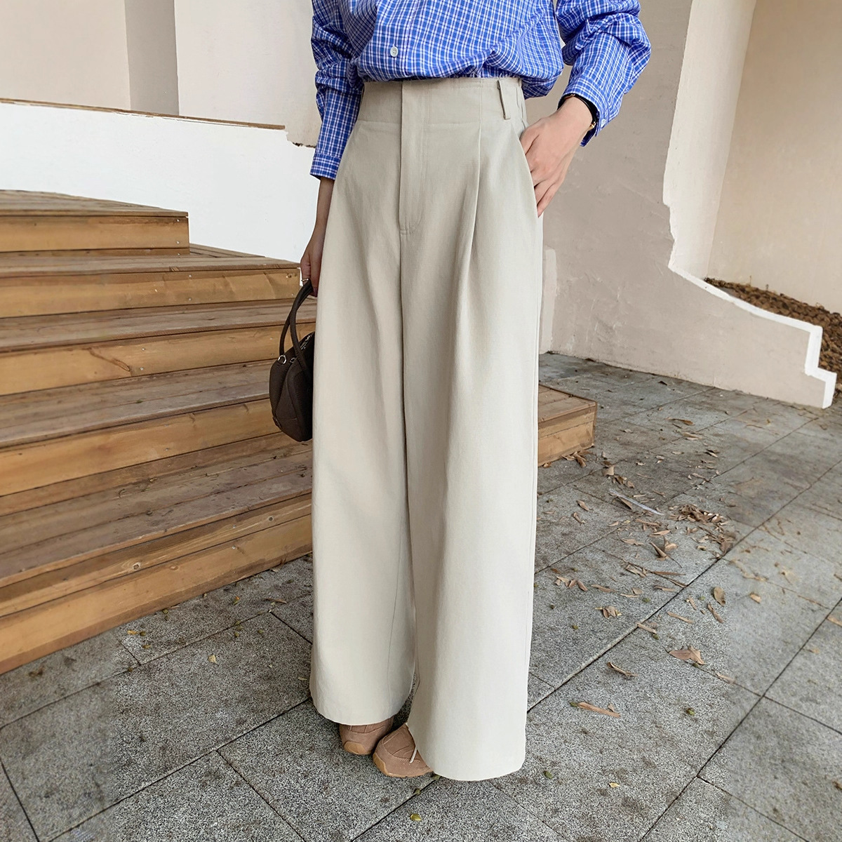 Weisong Apparel High-Waisted Pleated Straight-Leg Casual Pants for Women 2026 New Loose Slimming Versatile Wide-Leg Long Pants