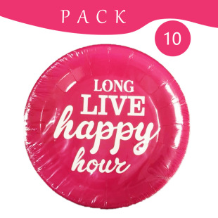 Anyou Hot Pink Rose Red Hot Pink Biodegradable Paper Plate Happy Party Food Grade Printing 7inch Dinner Plates