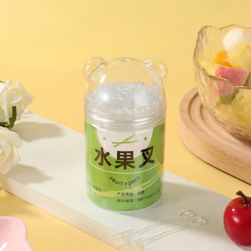 tenedor de fruta tenedor desechable tenedor de frutas tenedor de almacenamiento portátil transparente grosado tenedor doméstico comercial de grado alimenticio