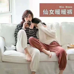 Двусторонние бархатные зимние брюки, теплые, one size (80–145 фунтов), без карманов