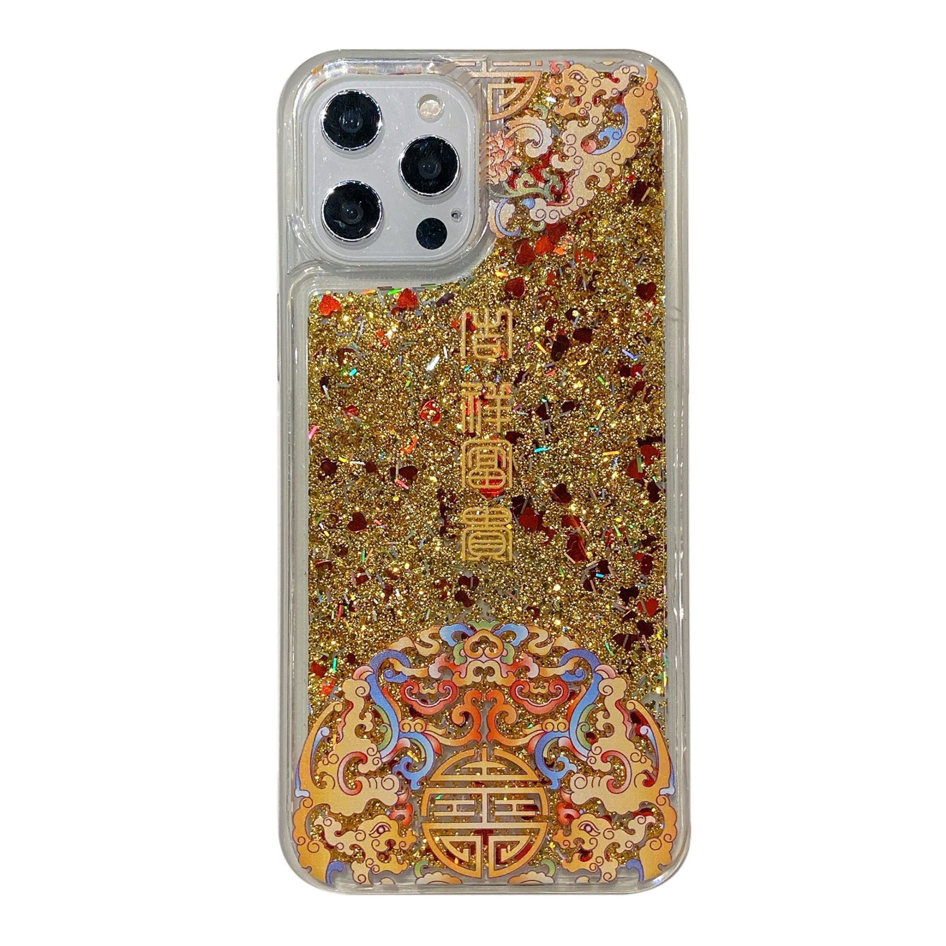 Glitzernde Handyhülle Mit Glückssymbol Und Wohlstandsmotiv_voghion.com