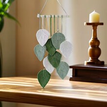 波西米亚风格手工编织墙面装饰叶子挂毯背景壁挂民宿玄关悬挂遮挡