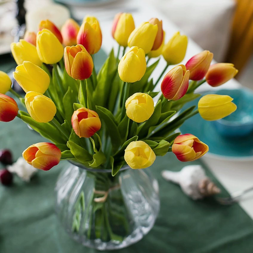 Mini Tulip Simulation Flower, High-Grade Polyurethane, 33 cm Stem, Single Stem Wholesale