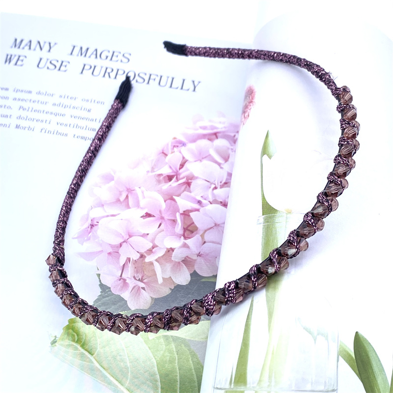 Estilo coreano cristal accesorios de pelo de alta gama doble fila cristal diadema línea de pesca cuentas a mano diadema boutique fuente 2 Yuan tienda