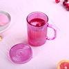 Green Dian Modern Simple Striped Glass Marg Cup Home Transparent Covered Glass Cup Tea Cup fruit juice cup