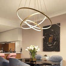 創意圓形環形吊燈北歐極簡現代簡約輕奢餐廳卧室書房led燈具燈飾