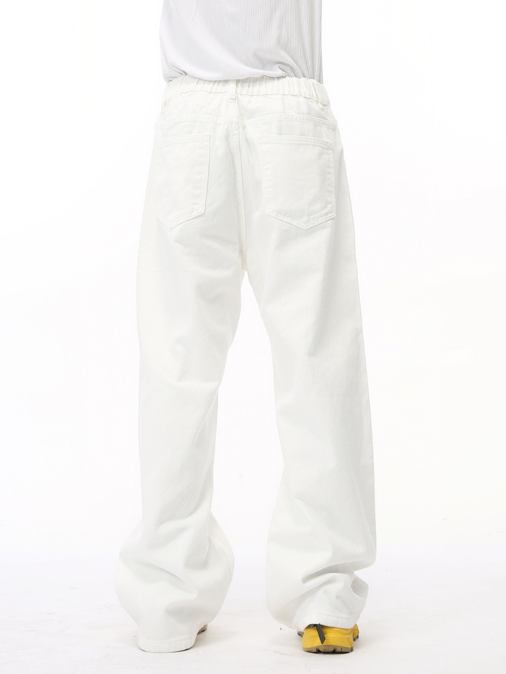 Ropa para hombre MTLCLOTHES | Pantalones vaqueros casuales rectos y versátiles de color sólido con cintura elástica de estilo coreano, a la moda.