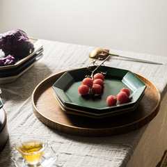 Washi-e Gold-Filled Jingdezhen-style Japanese-Design Vintage Octagonal Deep Plate & Dish, Home & Commercial Use, Available in Color Glazes