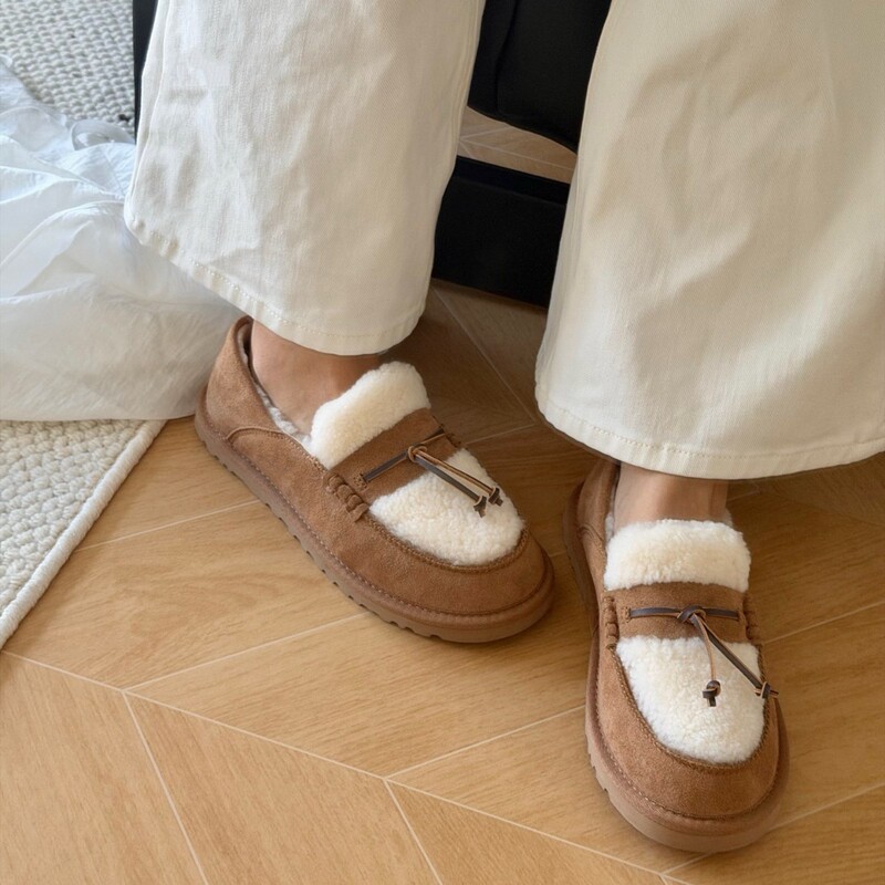 Henan Sangpo snow boots 2026 new style slip-on shallow-toe Zola loafers warm and comfortable retro lazy shoes