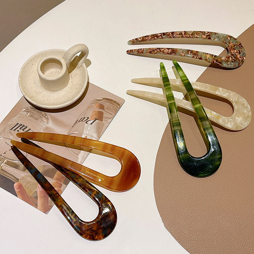 New temperament simple U-shaped acrylic acetic acid hair plate hairpin comb for women's back hairpin ball hairpin hairpin