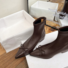 女靴女鞋小众轻奢2025秋冬手工复古外贸跨境瘦瘦靴，少有的低跟尖