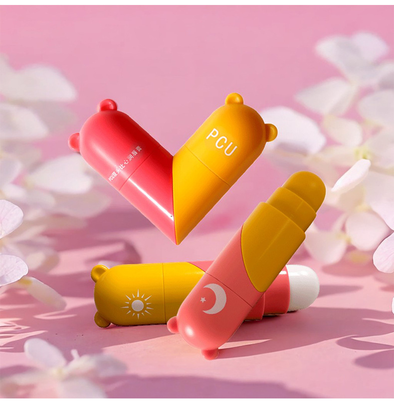 PCU Autumn/Winter Edition Heart-shaped Double-Head Moisturizing Lipstick, Heart-shaped Moisturizing Vaseline Anti-Cracking Healthy Children's Lipstick undefined