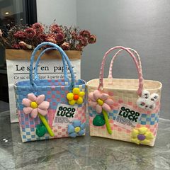 新商品のプラスチック編みの贈り物のかごのカバンのハンドバッグのお土産のバスケットの清新な風のビーチのカバンのトートの女性のカバン